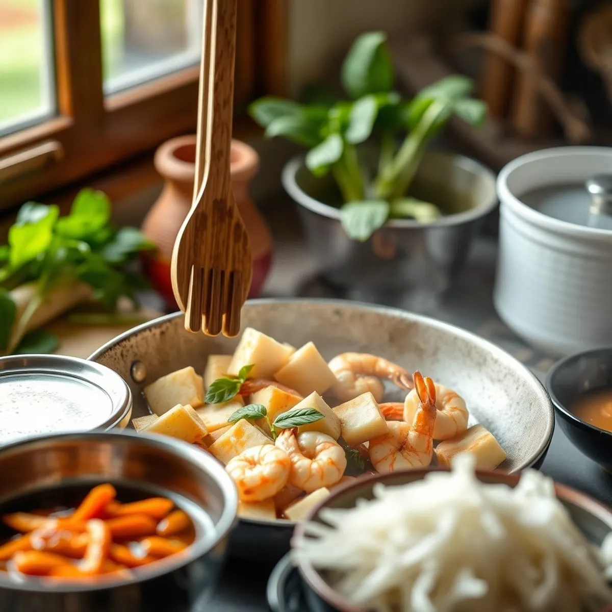 AI-generated photo Prawn Pad Thai, step 2. AI-generated photo.