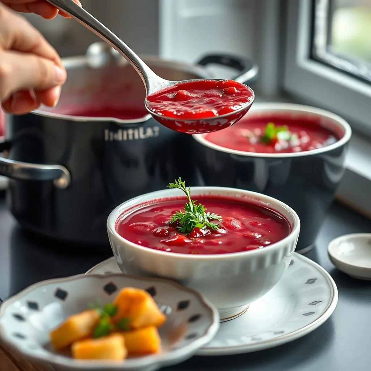 AI-generated photo Borscht, step 4. AI-generated photo.