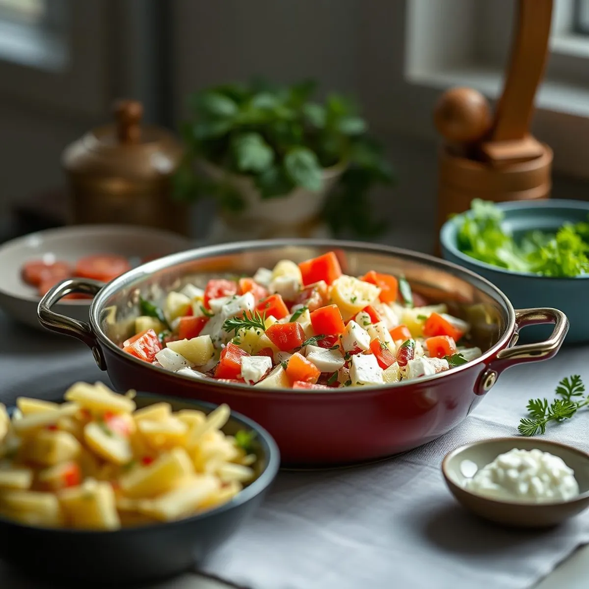 AI-generated photo Olivier salad, step 3. AI-generated photo.