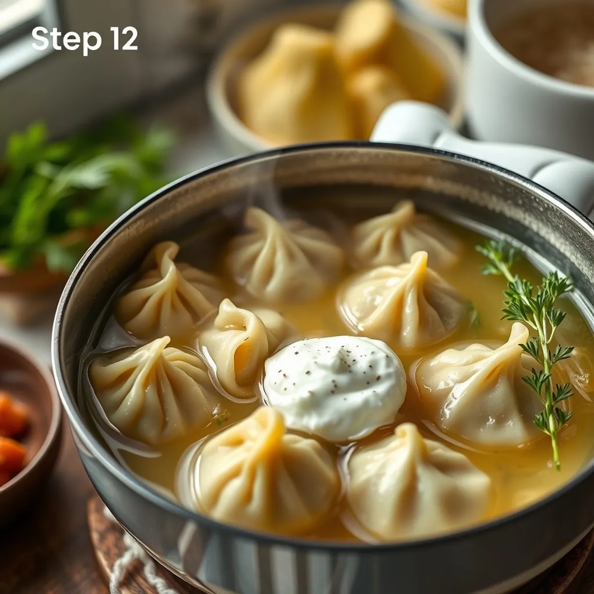 AI-generated photo Pelmeni, step 2. AI-generated photo.