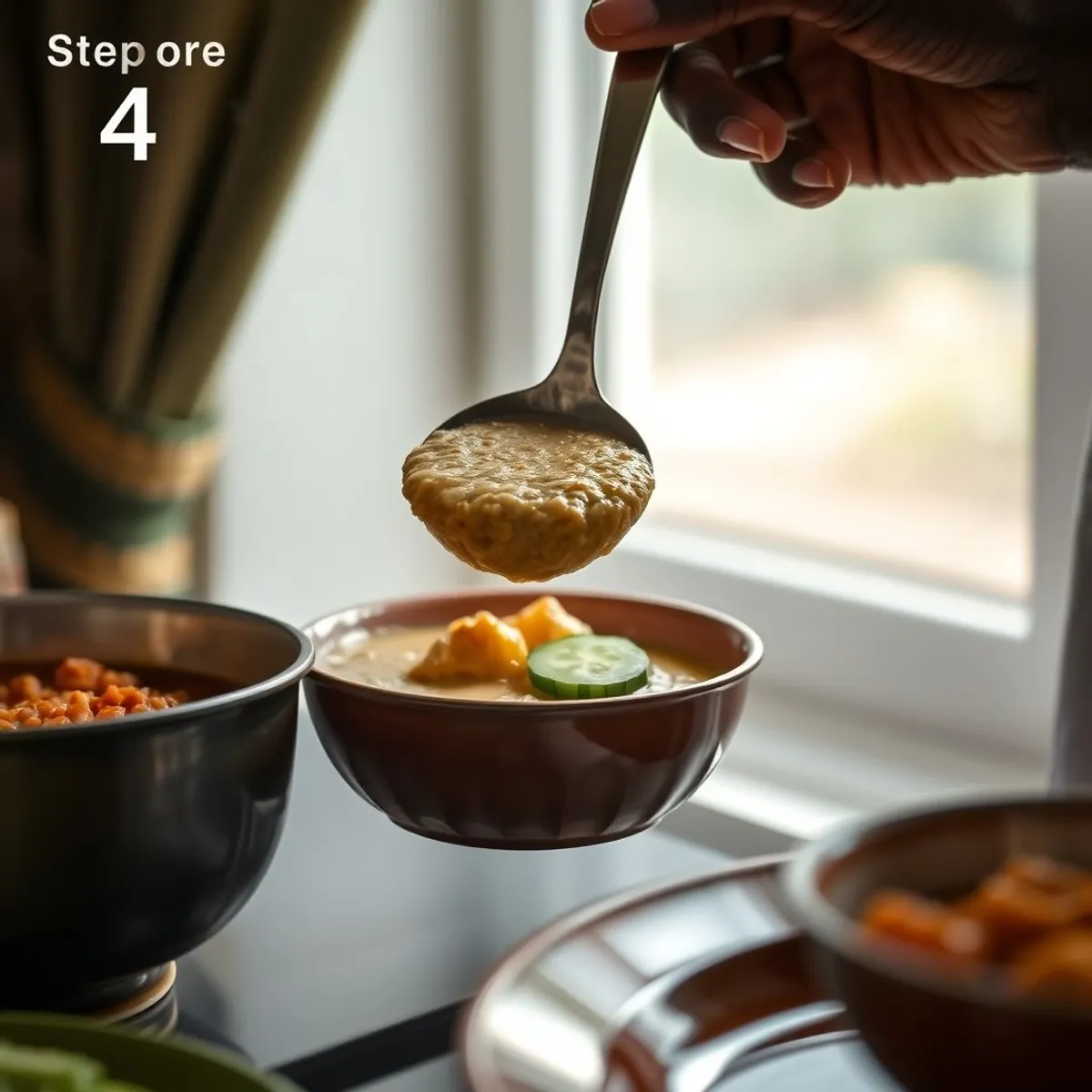 AI-generated photo Millet porridge, step 4. AI-generated photo.