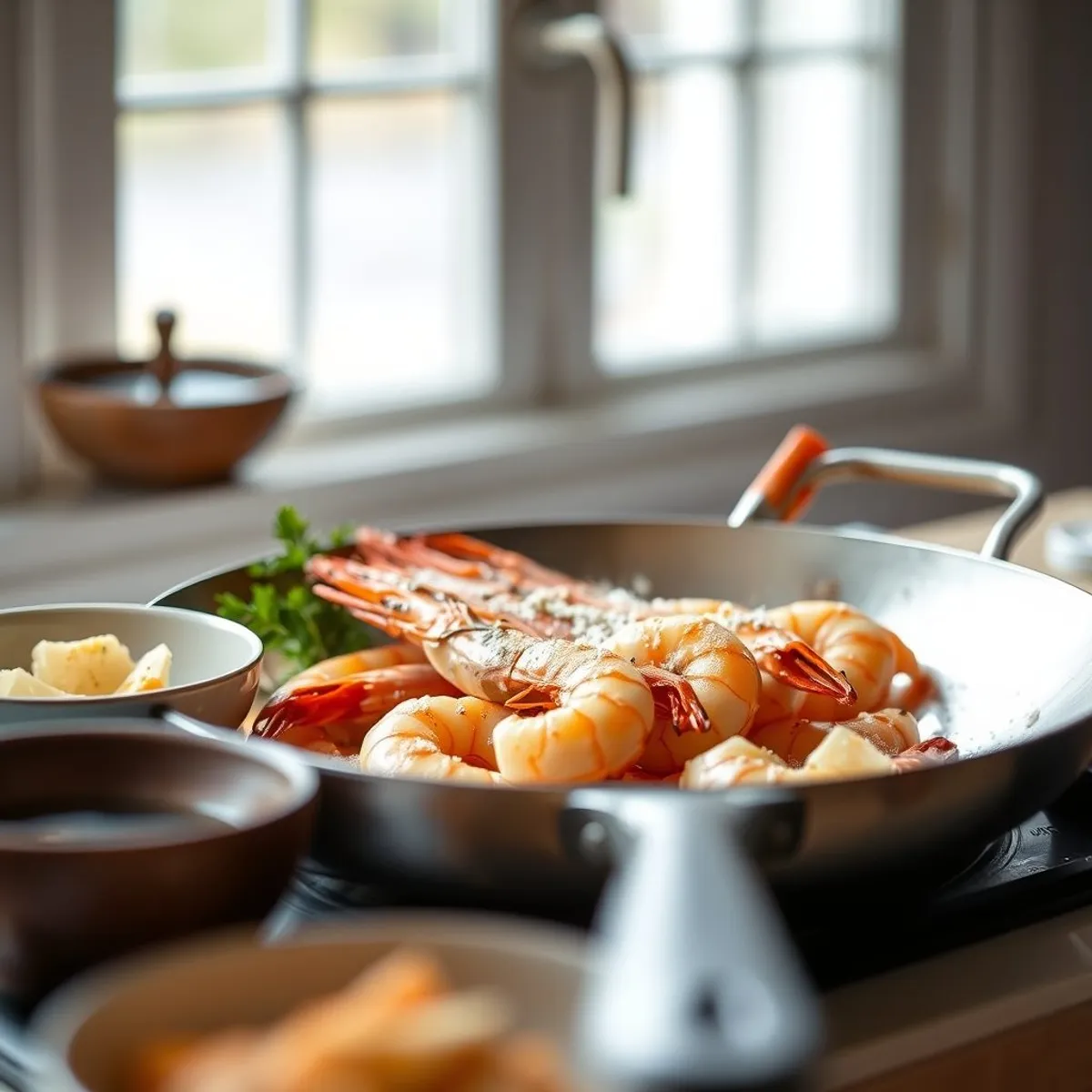 AI-generated photo Christmas prawns, step 1. AI-generated photo.