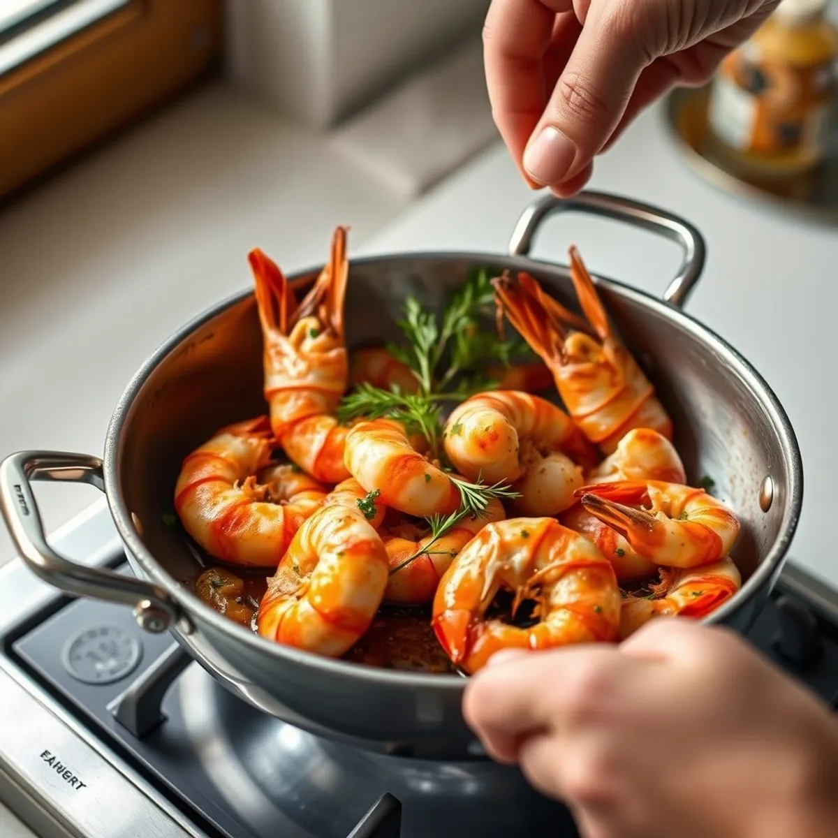 AI-generated photo Christmas prawns, step 4. AI-generated photo.