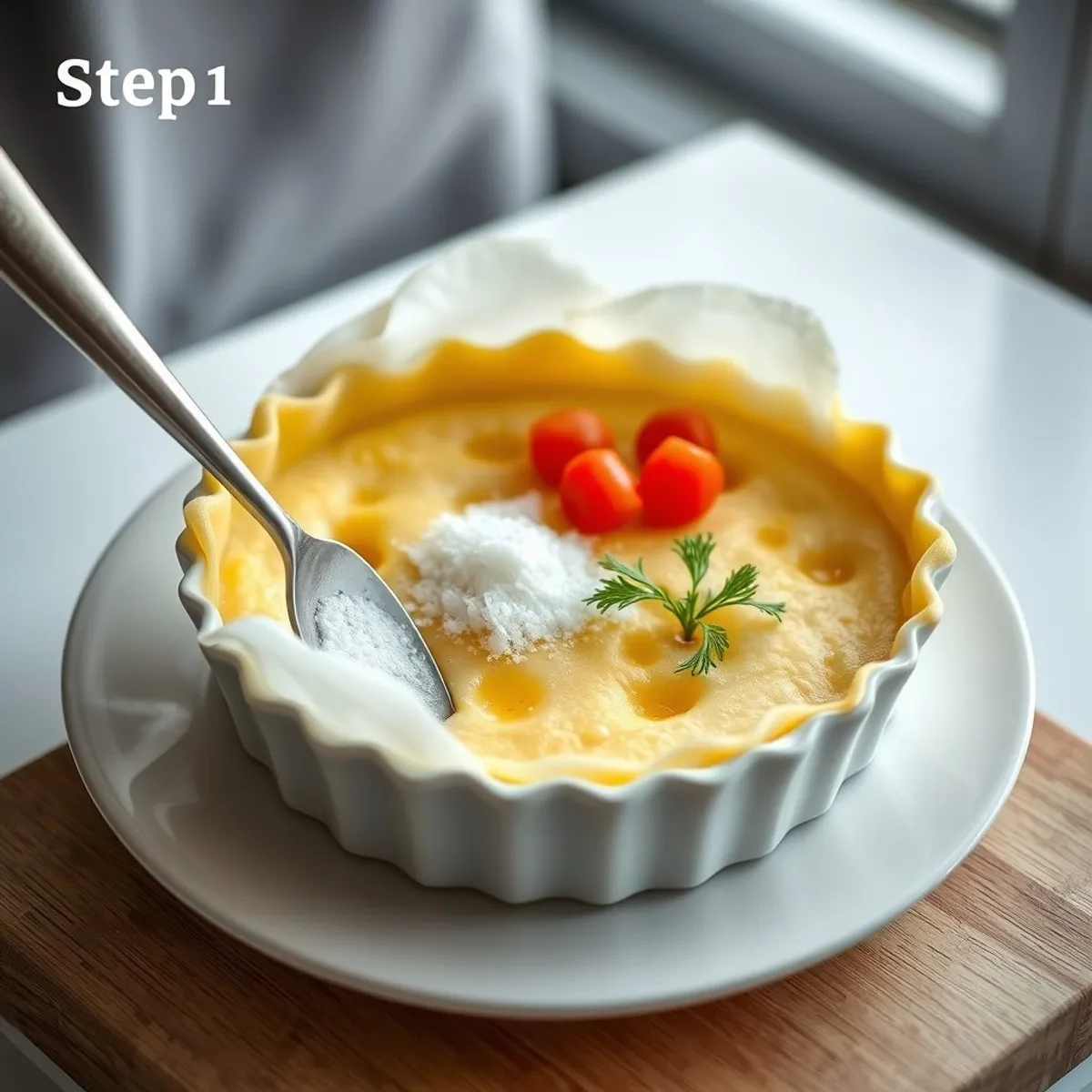 AI-generated photo Rappie pie, step 1. AI-generated photo.