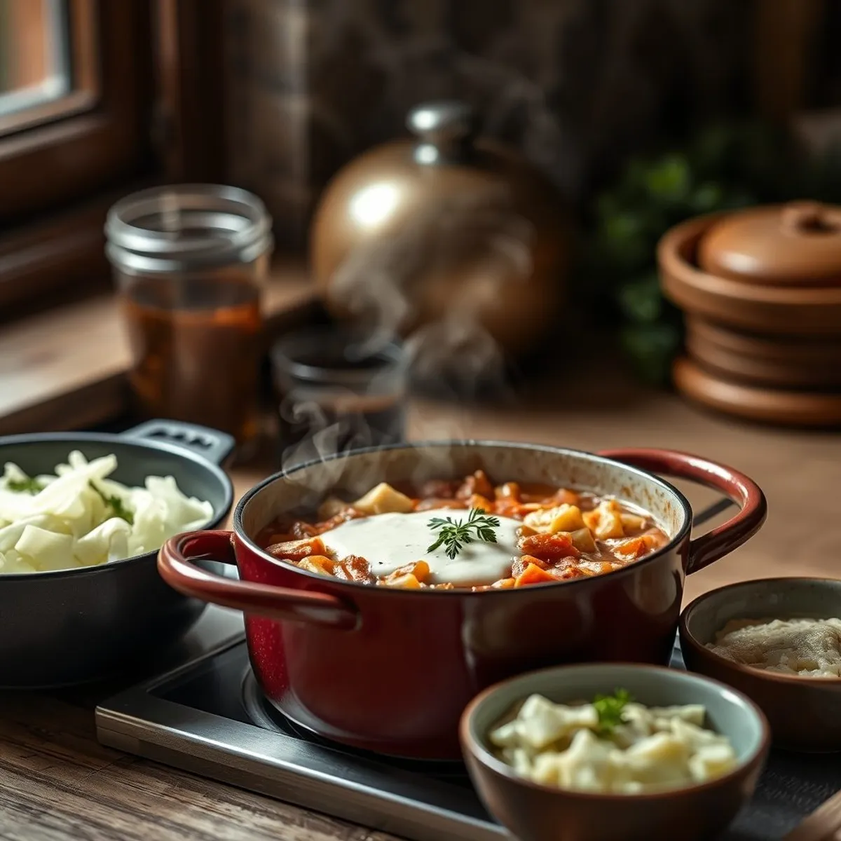 AI-generated photo Cabbage goulash, step 4. AI-generated photo.