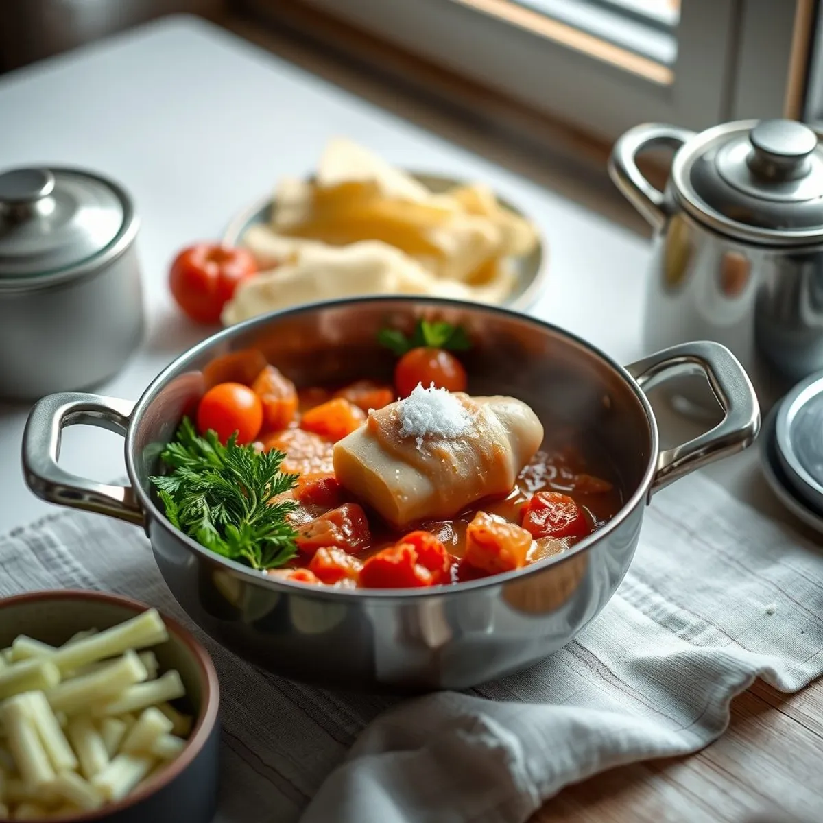 AI-generated photo Czech goulash, step 1. AI-generated photo.