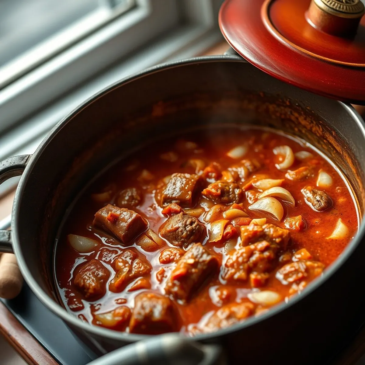AI-generated photo Czech goulash, step 2. AI-generated photo.