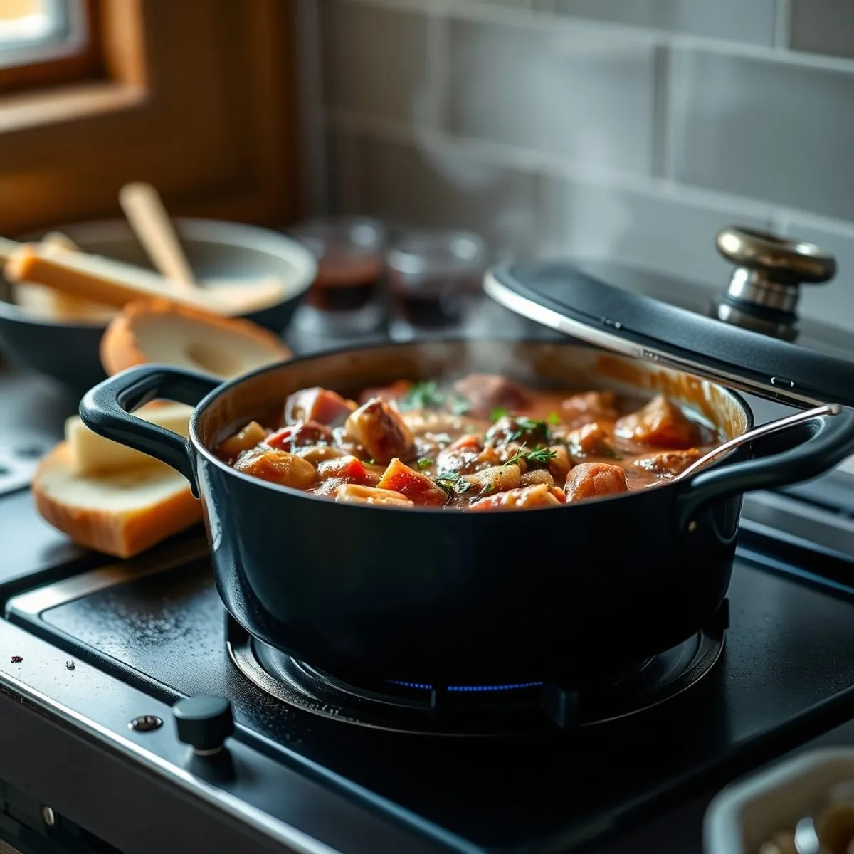 AI-generated photo Czech goulash, step 3. AI-generated photo.
