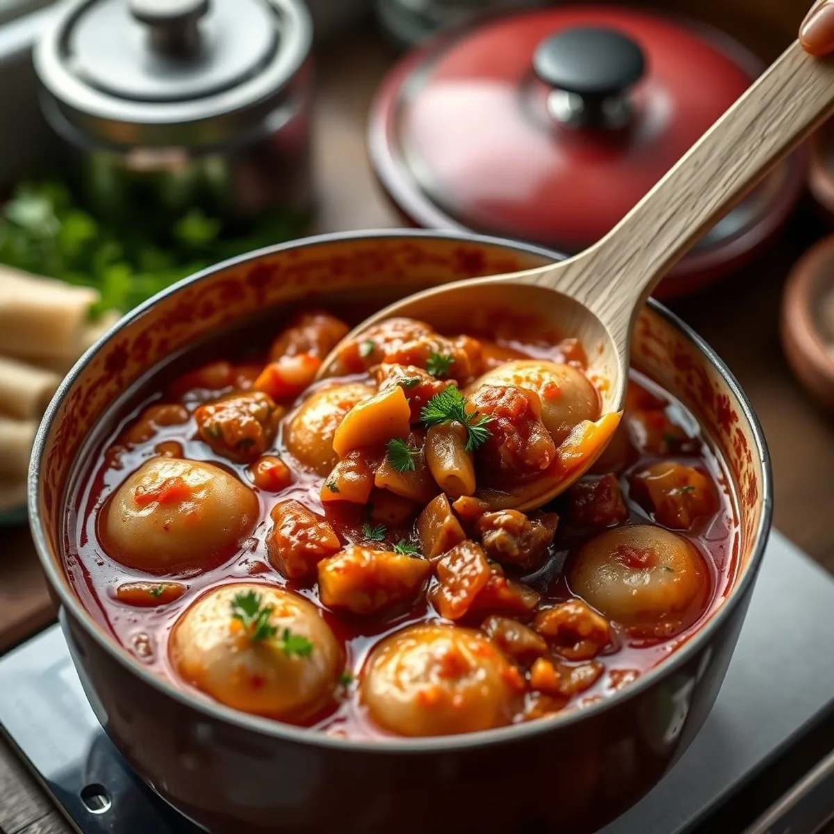 AI-generated photo Czech goulash, step 4. AI-generated photo.