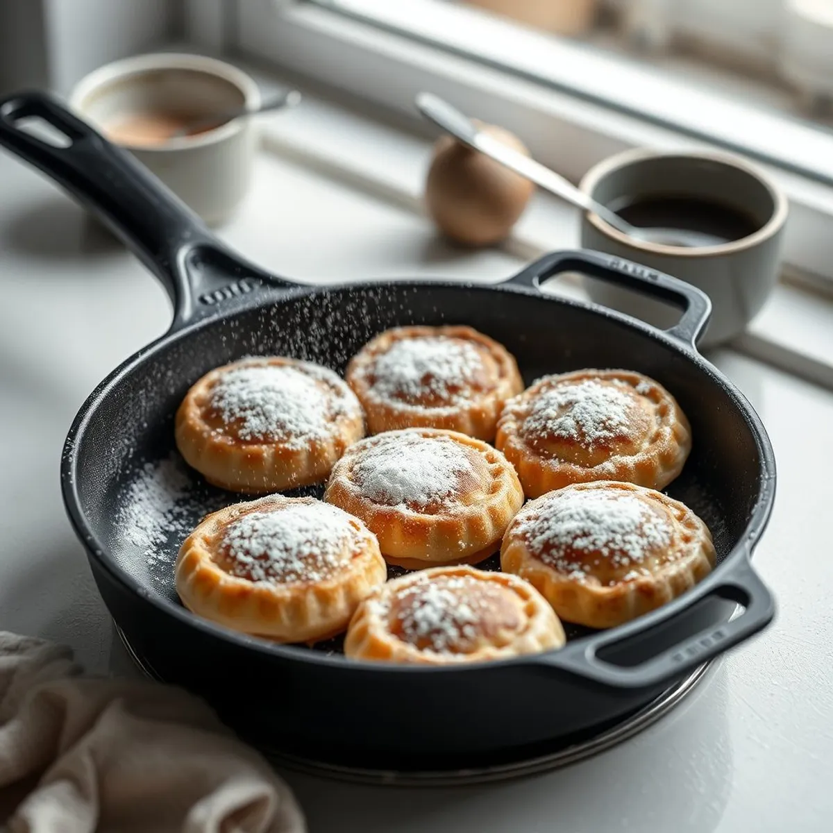 AI-generated photo Aebleskiver, step 4. AI-generated photo.