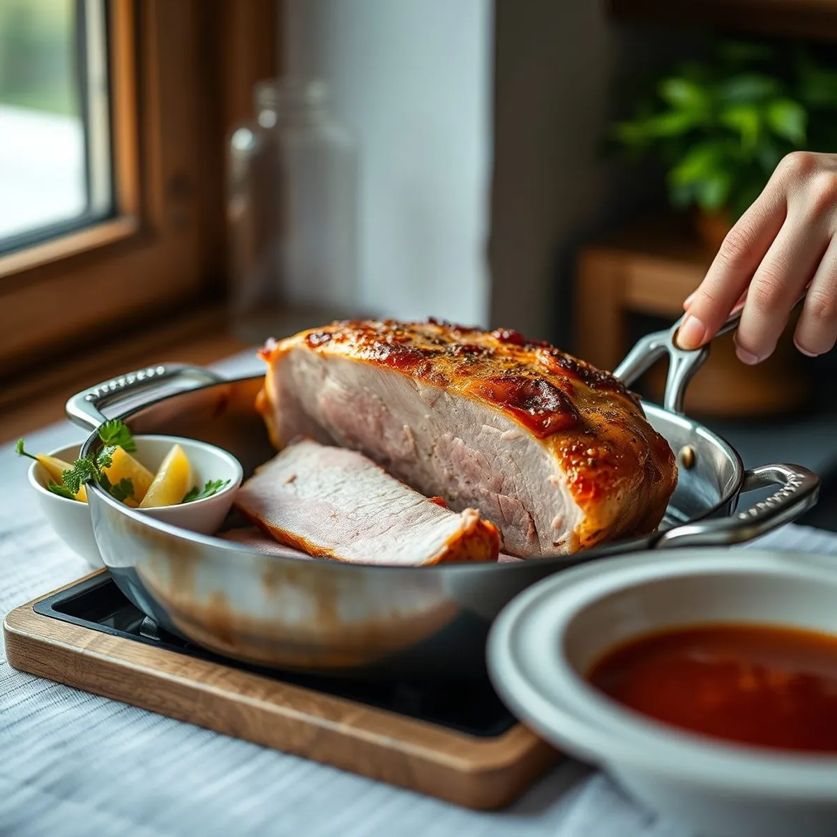 AI-generated photo Roast pork, step 3. AI-generated photo.