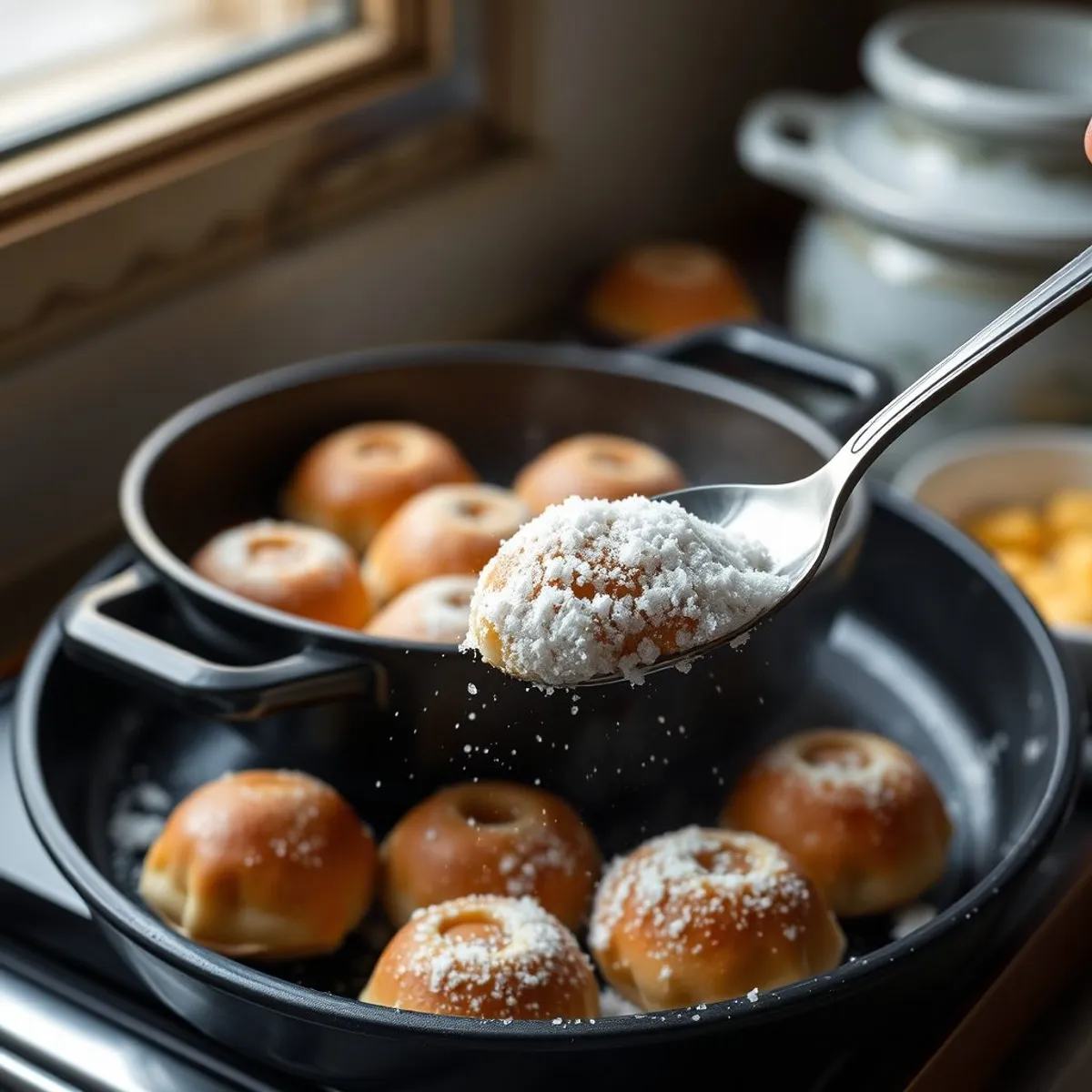 AI-generated photo Sufganiyot, step 4. AI-generated photo.