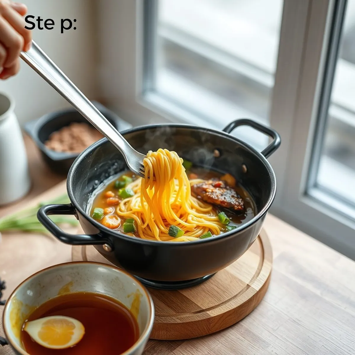 AI-generated photo Bak chor mee, step 4. AI-generated photo.