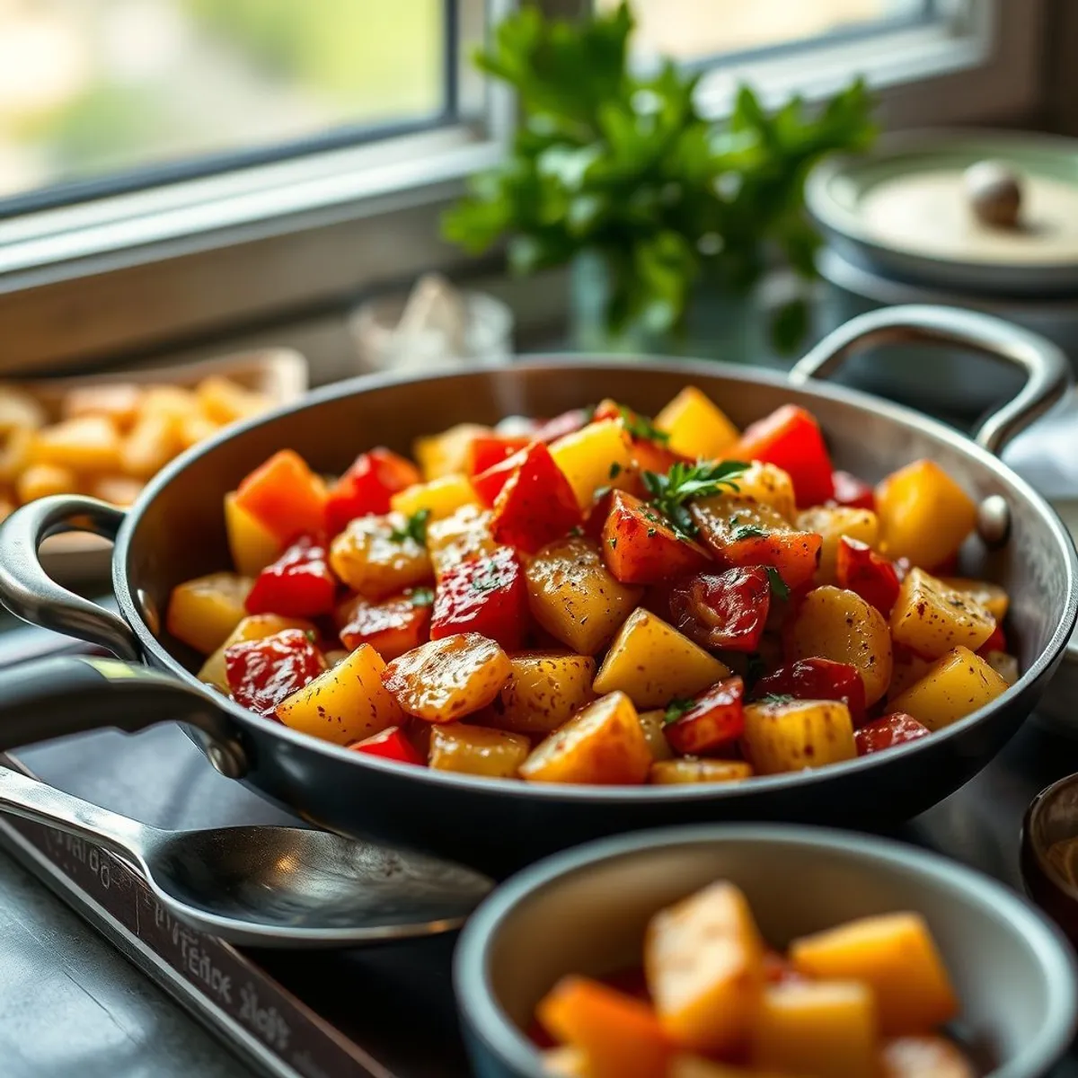 AI-generated photo Patatas bravas, step 1. AI-generated photo.