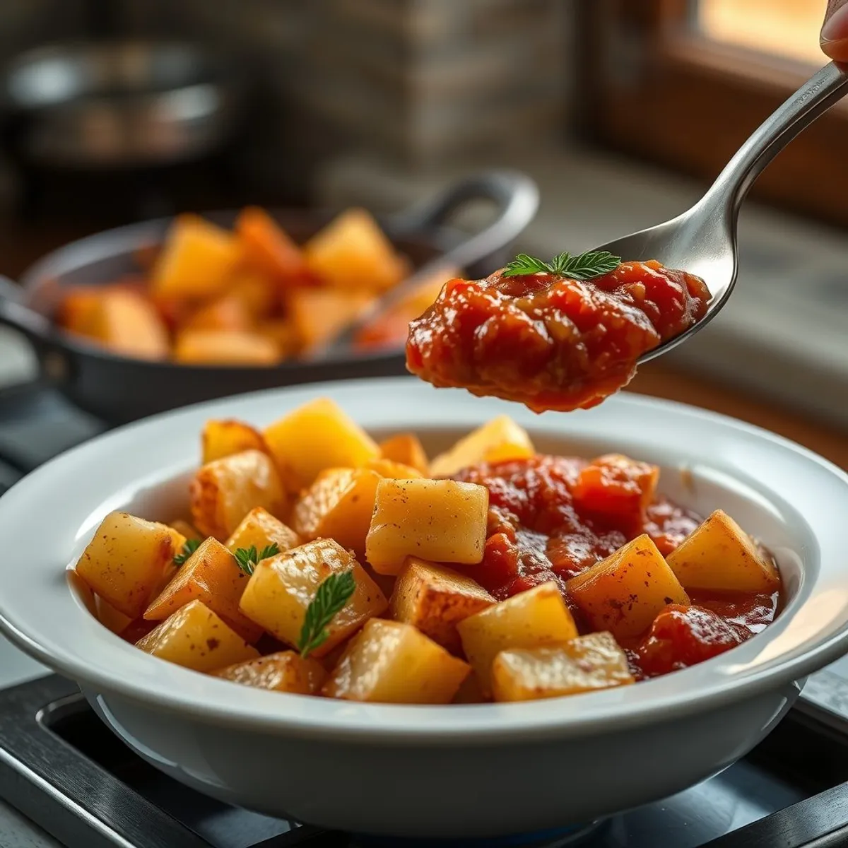 AI-generated photo Patatas bravas, step 2. AI-generated photo.