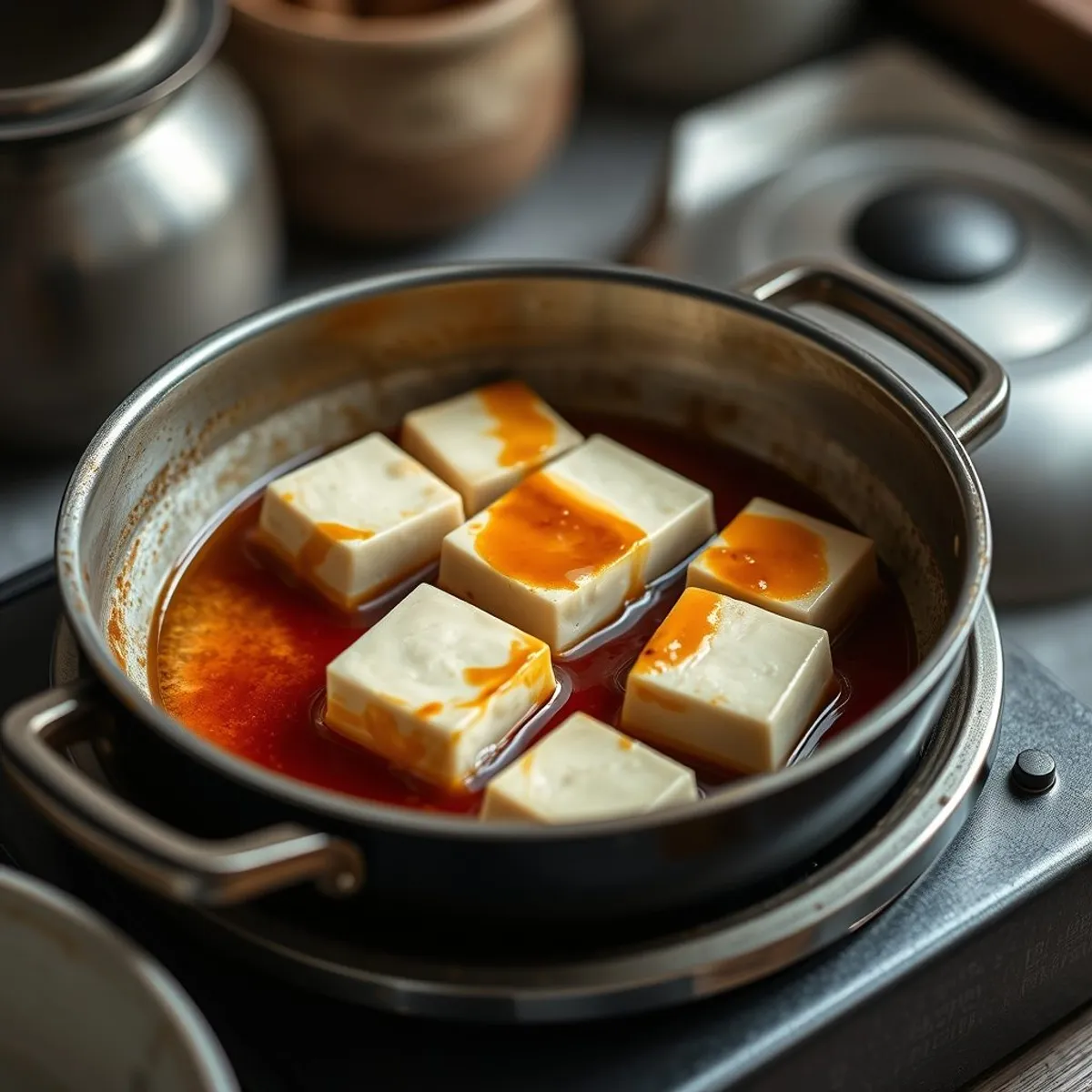 AI-generated photo Braised tofu, step 3. AI-generated photo.