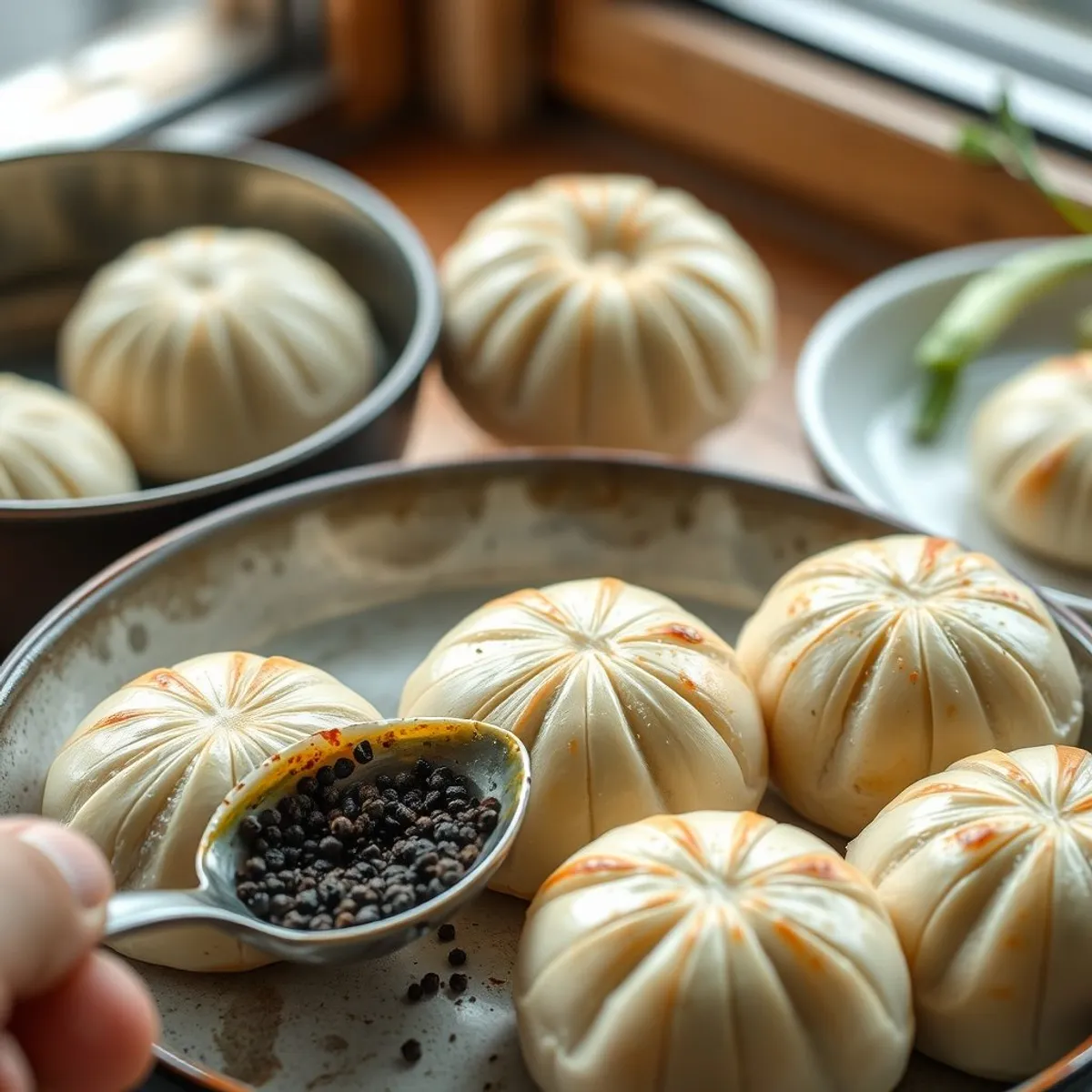 AI-generated photo Pepper buns, step 2. AI-generated photo.