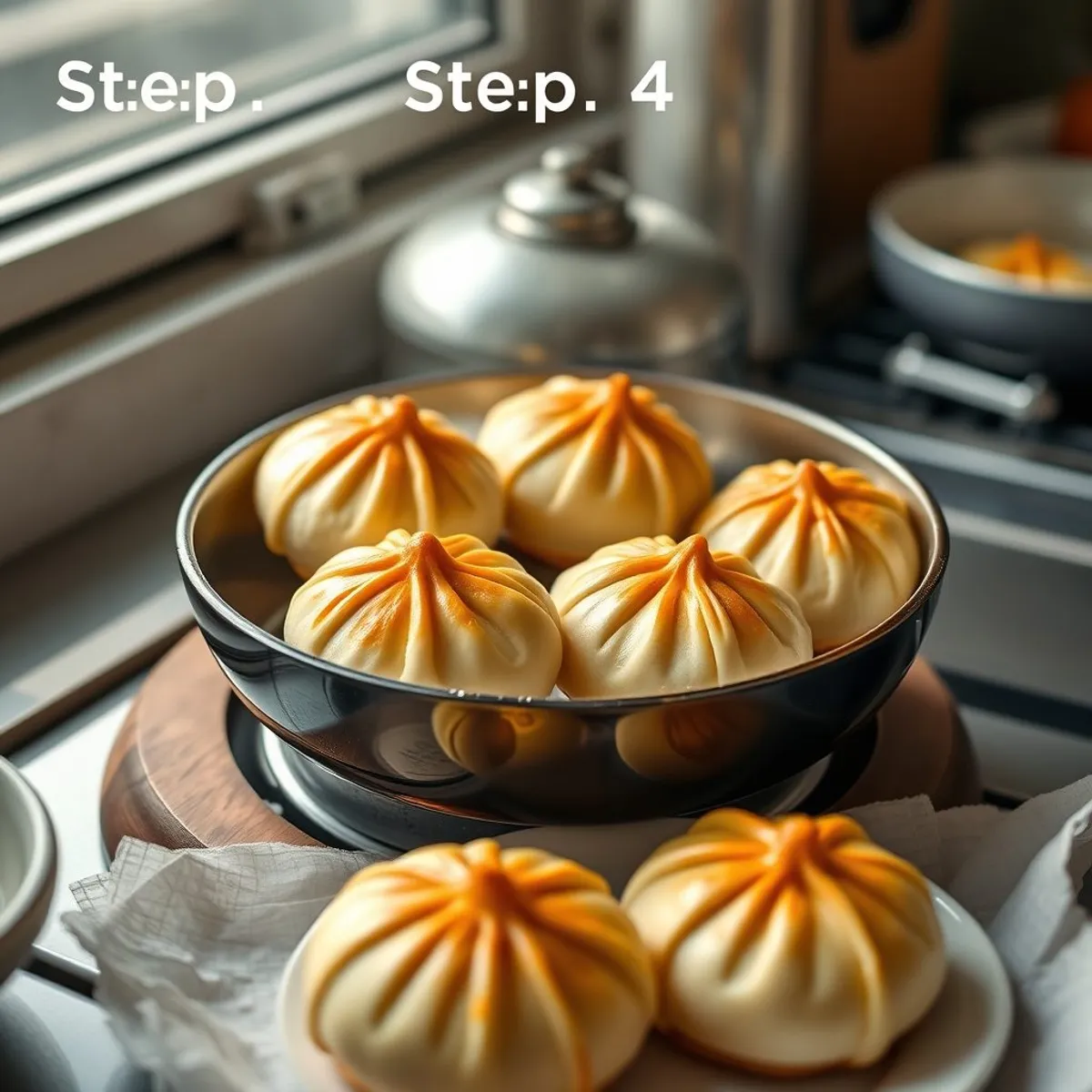 AI-generated photo Pepper buns, step 4. AI-generated photo.