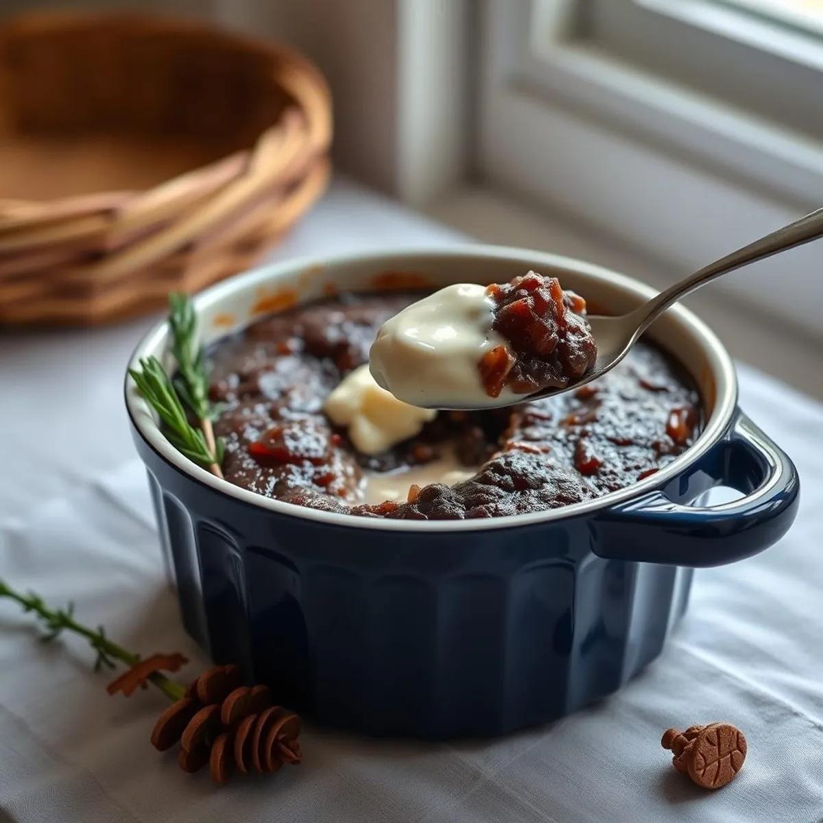 AI-generated photo Christmas pudding, step 4. AI-generated photo.