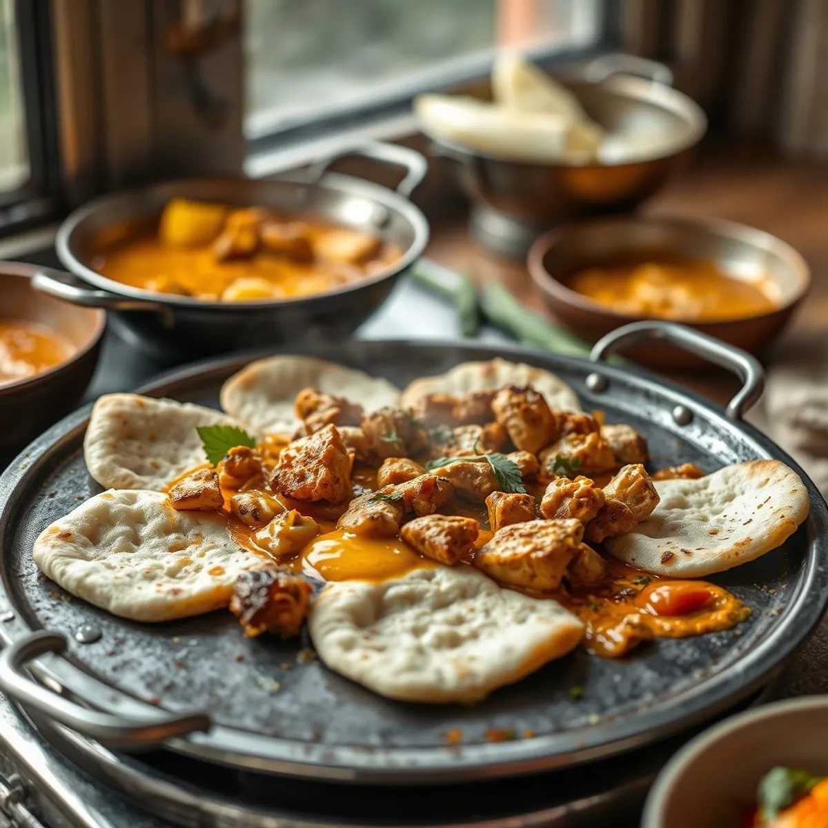 AI-generated photo Chicken kottu, step 2. AI-generated photo.