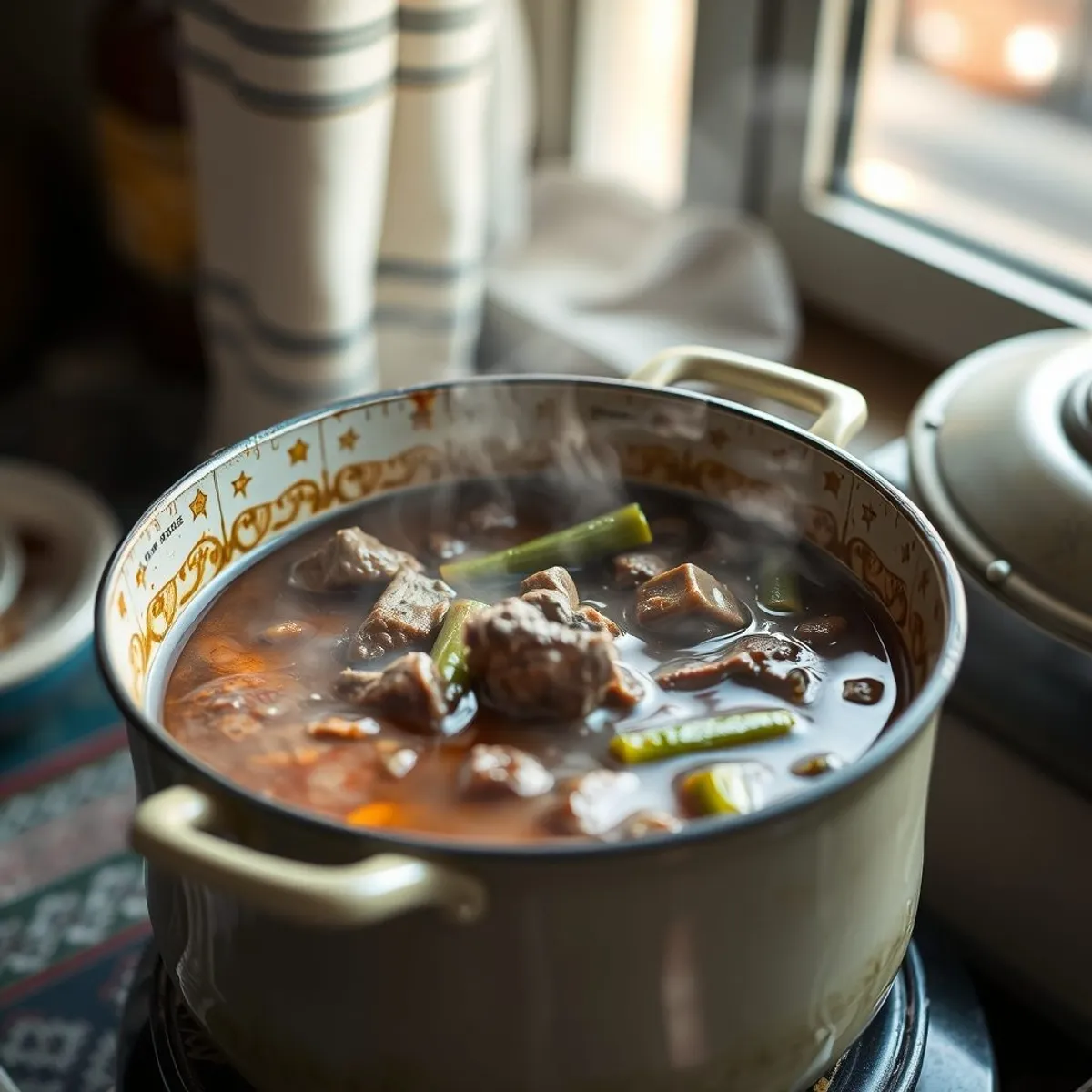 AI-generated photo Beef and okra stew, step 3. AI-generated photo.