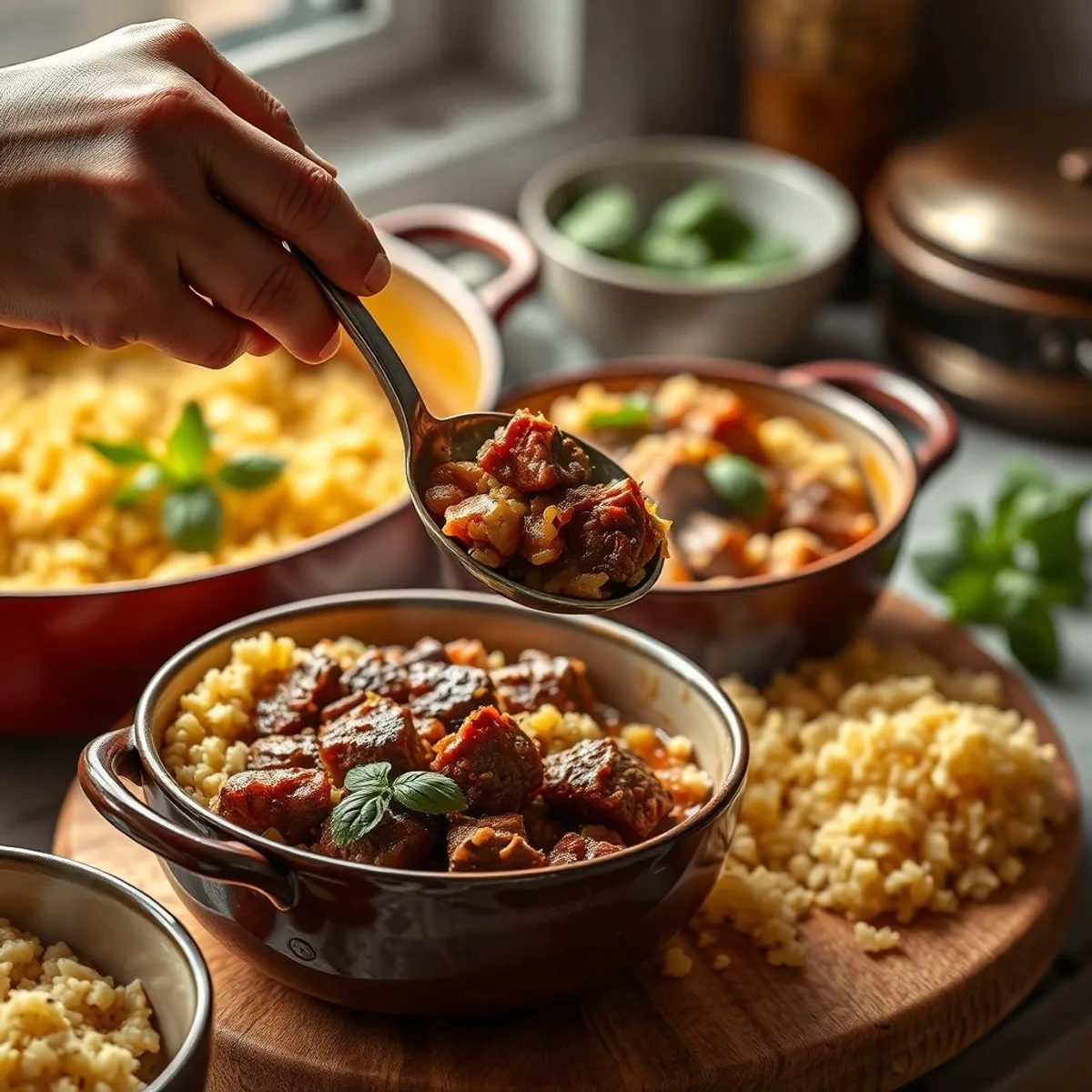 AI-generated photo Couscous with lamb, step 4. AI-generated photo.